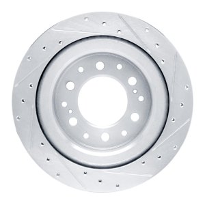 Lexus LX600 Brake Rotor (1) - Rear Left - R1 Concepts - Drilled & Slotted - Silver - `22-`25